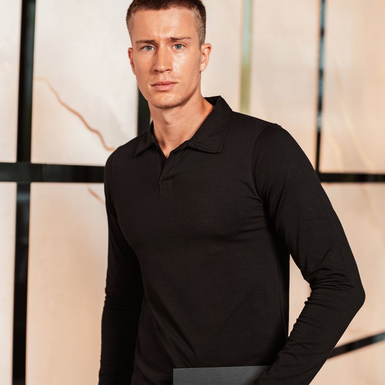 Slika Moška oprijeta polo majica z dolgimi rokavi em209