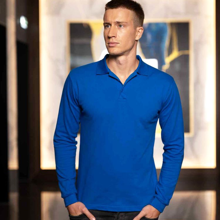 Slika Moška pique polo majica z dolgimi rokavi em210